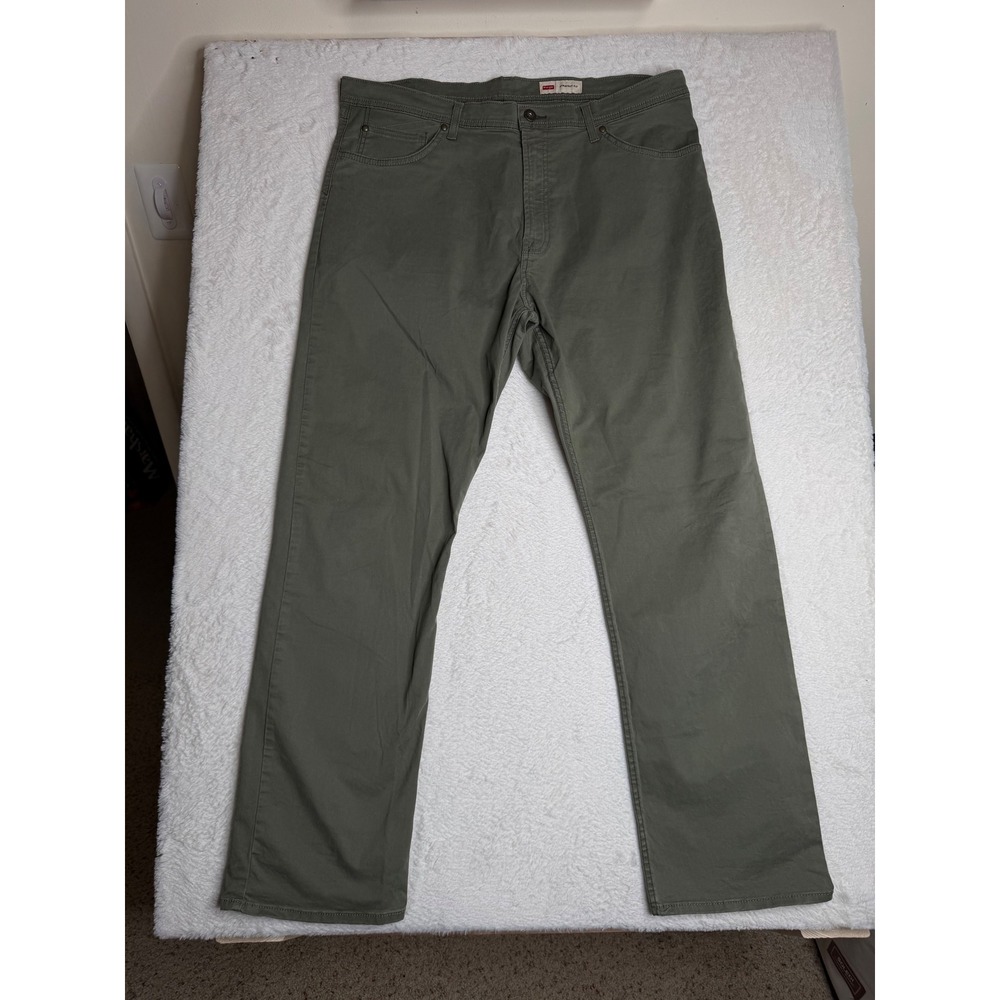 Wrangler Straight Fit Stretch Cotton Chino Olive Green Mens Pants 38x32